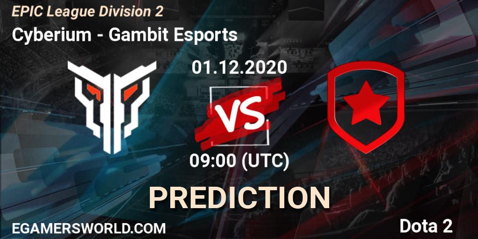 Pronóstico Cyberium - Gambit Esports. 01.12.20, Dota 2, EPIC League Division 2