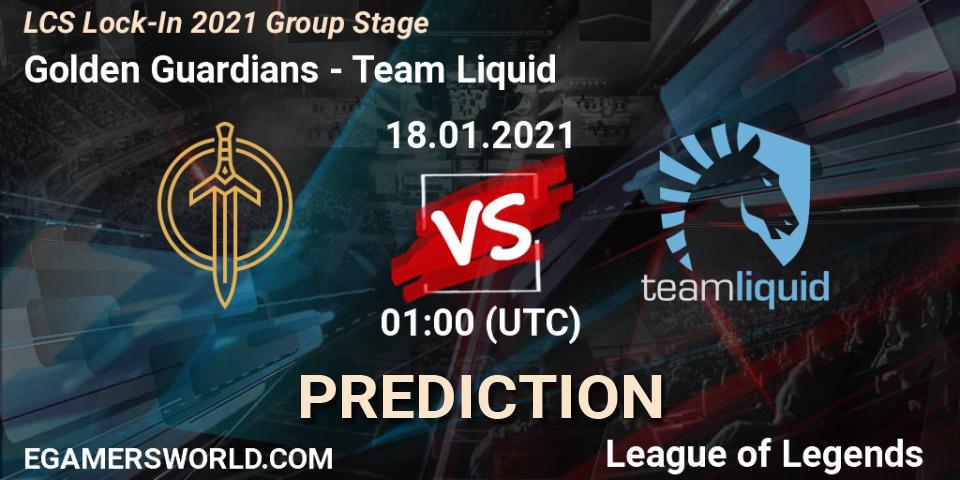 Pronóstico Golden Guardians - Team Liquid. 18.01.2021 at 01:00, LoL, LCS Lock-In 2021 Group Stage
