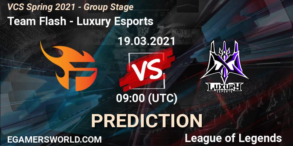Pronóstico Team Flash - Luxury Esports. 19.03.2021 at 10:00, LoL, VCS Spring 2021 - Group Stage