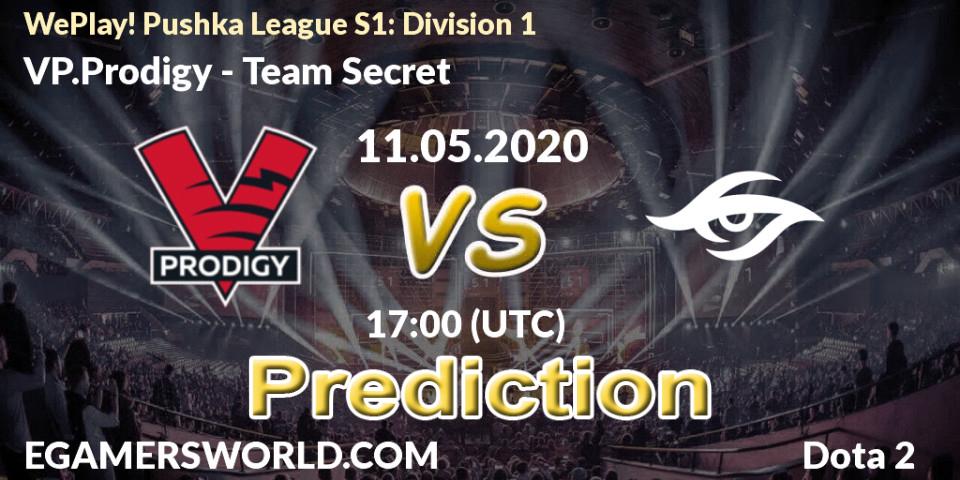 Pronóstico VP.Prodigy - Team Secret. 11.05.2020 at 17:20, Dota 2, WePlay! Pushka League S1: Division 1