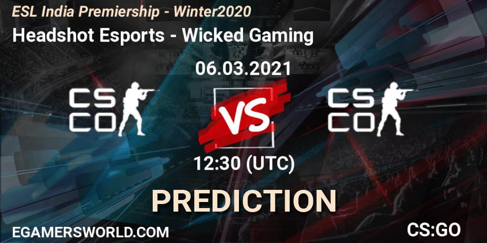 Pronóstico Headshot Esports - Wicked Gaming. 06.03.2021 at 12:30, Counter-Strike (CS2), ESL India Premiership - Winter 2020