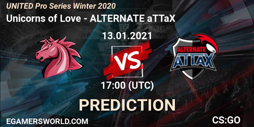 Pronóstico Unicorns of Love - ALTERNATE aTTaX. 13.01.2021 at 17:00, Counter-Strike (CS2), UNITED Pro Series Winter 2020