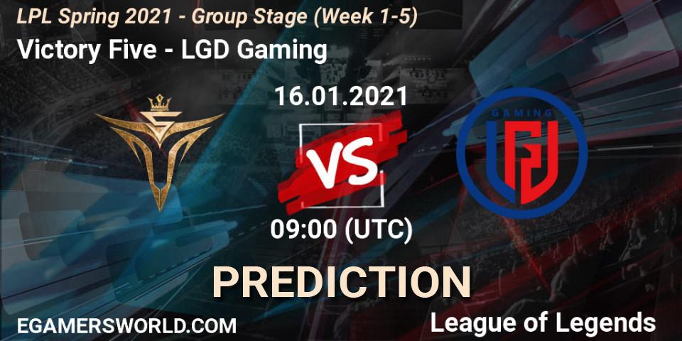 Pronóstico Victory Five - LGD Gaming. 16.01.2021 at 09:20, LoL, LPL Spring 2021 - Group Stage (Week 1-5)