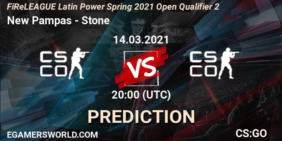 Pronóstico New Pampas - Stone Esports. 14.03.2021 at 20:10, Counter-Strike (CS2), FiReLEAGUE Latin Power Spring 2021 Open Qualifier 2