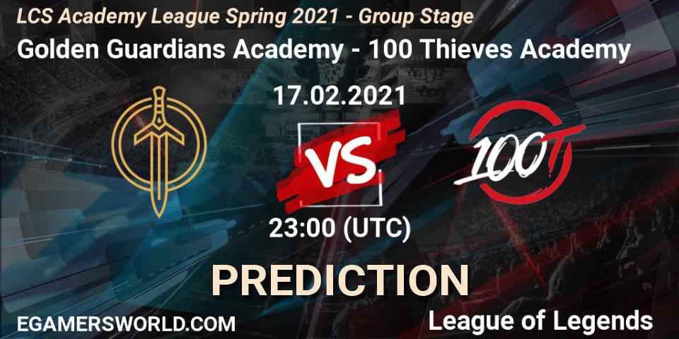 Pronóstico Golden Guardians Academy - 100 Thieves Academy. 17.02.2021 at 23:00, LoL, LCS Academy League Spring 2021 - Group Stage