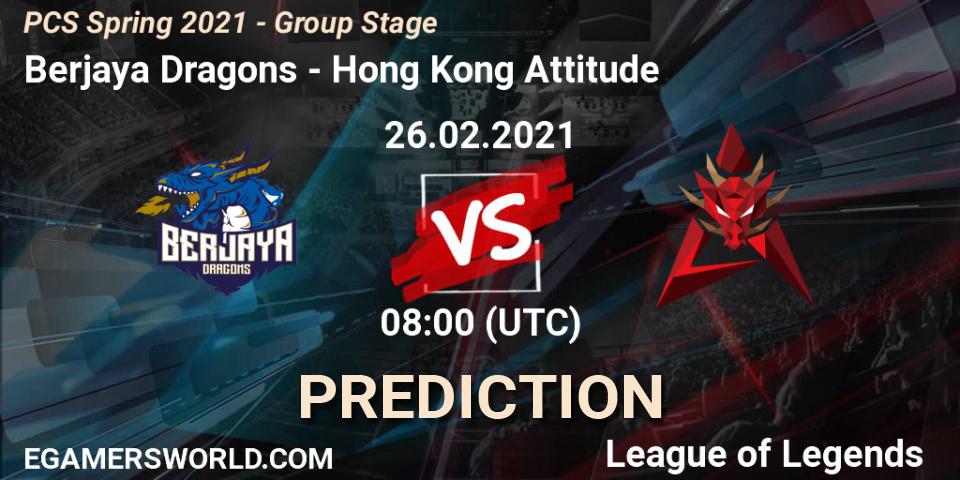 Pronóstico Berjaya Dragons - Hong Kong Attitude. 26.02.2021 at 08:00, LoL, PCS Spring 2021 - Group Stage