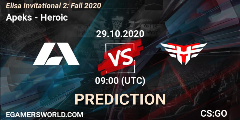 Pronóstico Apeks - Heroic. 29.10.2020 at 09:00, Counter-Strike (CS2), Elisa Invitational Fall 2020