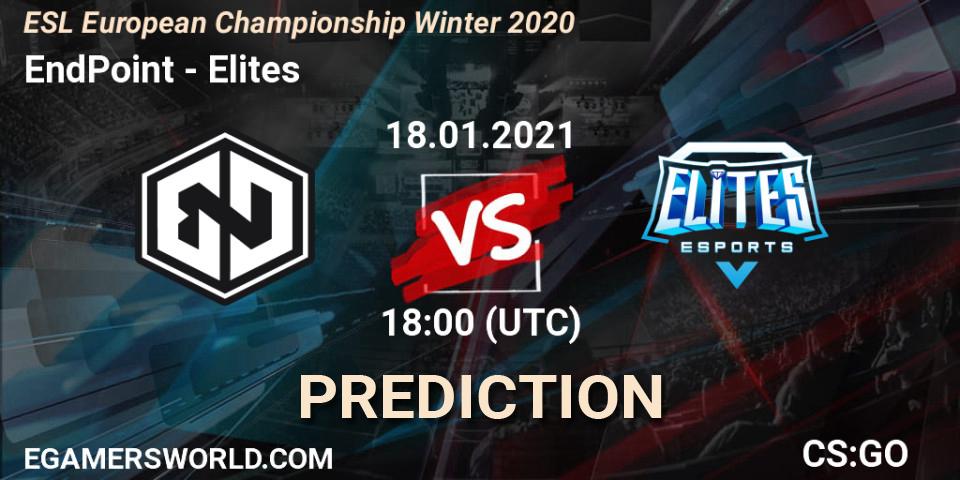 Pronóstico EndPoint - Elites. 18.01.2021 at 18:15, Counter-Strike (CS2), ESL European Championship Winter 2020