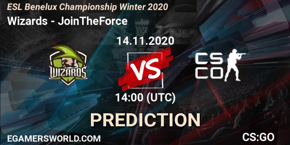 Pronóstico Wizards - JoinTheForce. 14.11.2020 at 14:00, Counter-Strike (CS2), ESL Benelux Championship Winter 2020