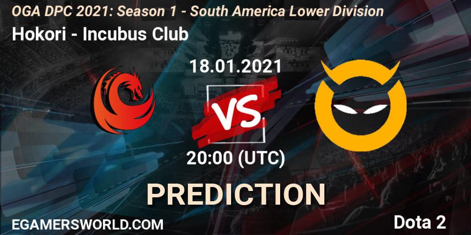 Pronóstico Hokori - Incubus Club. 18.01.2021 at 20:03, Dota 2, OGA DPC 2021: Season 1 - South America Lower Division
