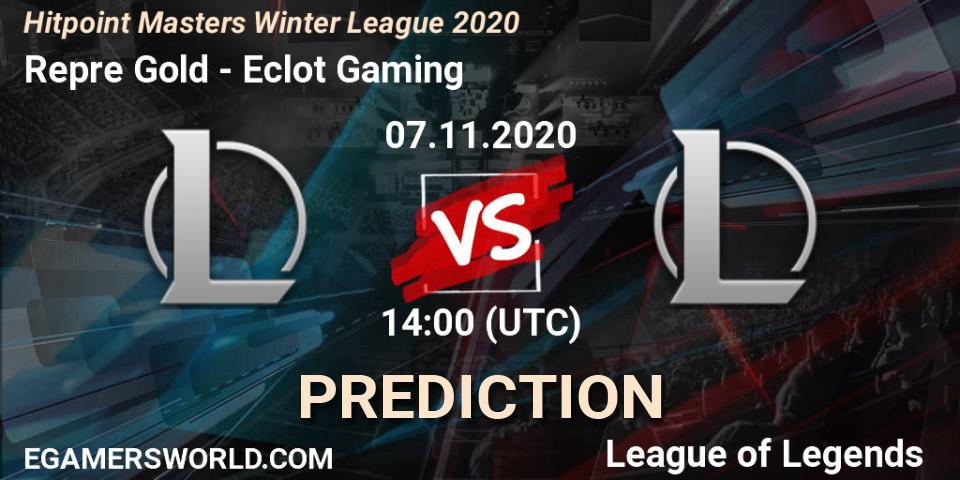 Pronóstico Repre Gold - Eclot Gaming. 07.11.2020 at 14:00, LoL, Hitpoint Masters Winter League 2020