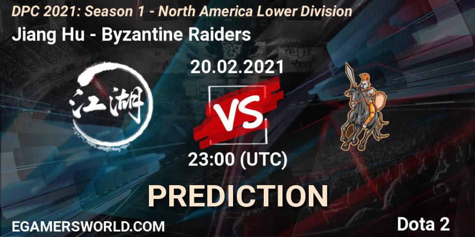 Pronóstico Jiang Hu - Byzantine Raiders. 20.02.2021 at 23:00, Dota 2, DPC 2021: Season 1 - North America Lower Division