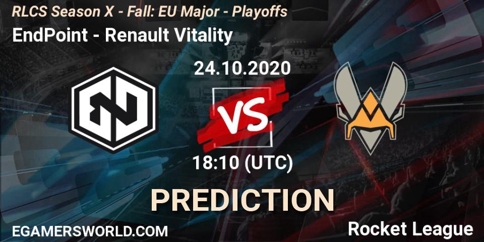 Pronóstico EndPoint - Renault Vitality. 24.10.2020 at 17:50, Rocket League, RLCS Season X - Fall: EU Major - Playoffs
