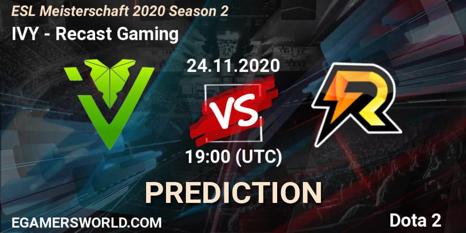 Pronóstico IVY - Recast Gaming. 24.11.2020 at 19:36, Dota 2, ESL Meisterschaft 2020 Season 2