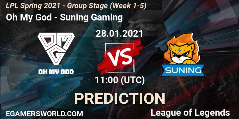 Pronóstico Oh My God - Suning Gaming. 28.01.2021 at 11:13, LoL, LPL Spring 2021 - Group Stage (Week 1-5)