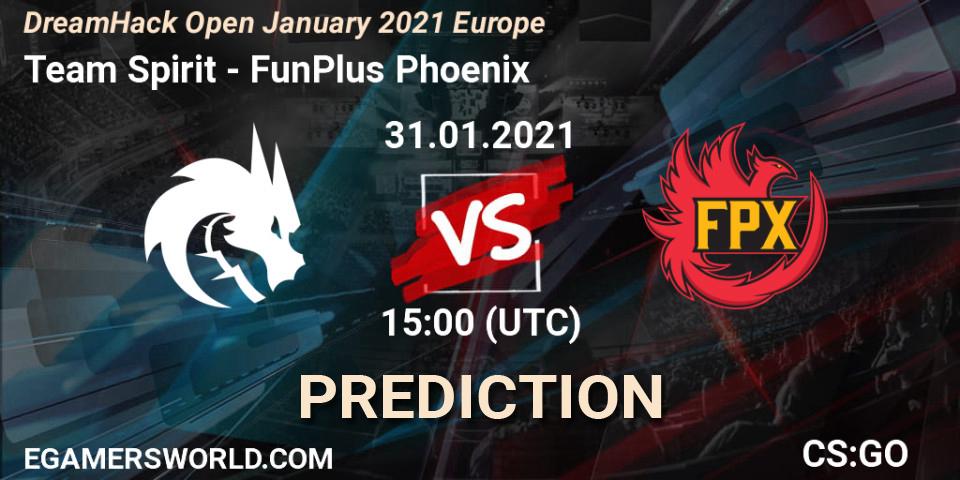 Pronóstico Team Spirit - FunPlus Phoenix. 31.01.2021 at 15:00, Counter-Strike (CS2), DreamHack Open January 2021 Europe