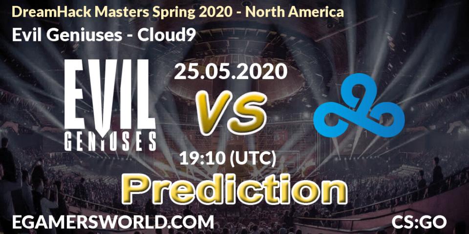 Pronóstico Evil Geniuses - Cloud9. 25.05.2020 at 19:20, Counter-Strike (CS2), DreamHack Masters Spring 2020 - North America