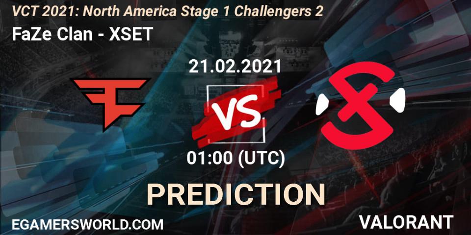 Pronóstico FaZe Clan - XSET. 20.02.2021 at 23:45, VALORANT, VCT 2021: North America Stage 1 Challengers 2