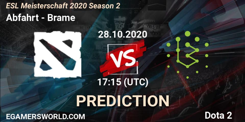 Pronóstico Abfahrt - Brame. 28.10.2020 at 18:14, Dota 2, ESL Meisterschaft 2020 Season 2