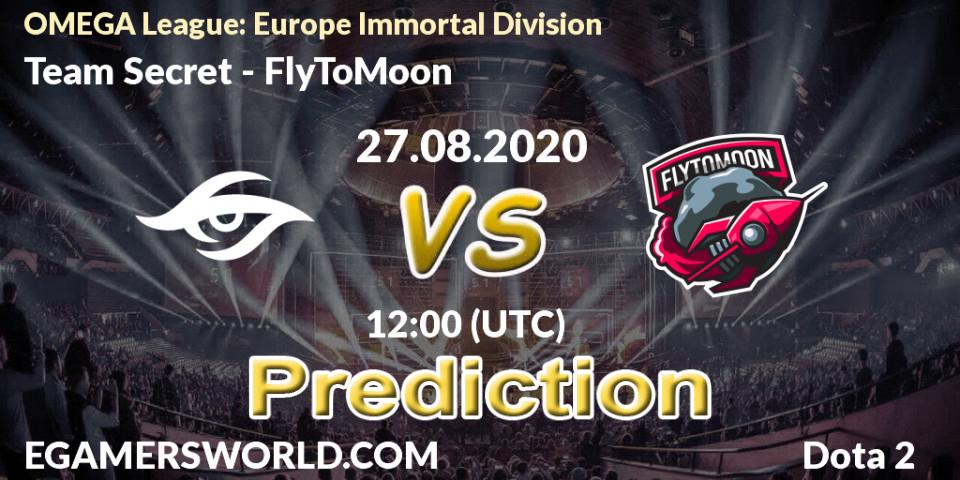 Pronóstico Team Secret - FlyToMoon. 27.08.20, Dota 2, OMEGA League: Europe Immortal Division