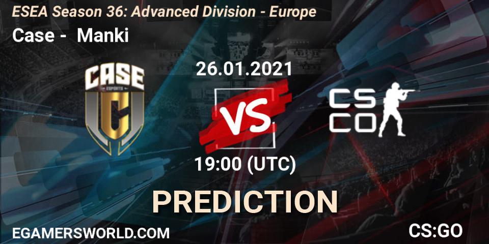 Pronóstico Case - Manki. 26.01.2021 at 19:00, Counter-Strike (CS2), ESEA Season 36: Europe - Advanced Division