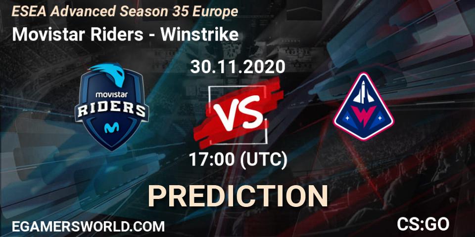Pronóstico Movistar Riders - Winstrike. 30.11.2020 at 17:00, Counter-Strike (CS2), ESEA Advanced Season 35 Europe