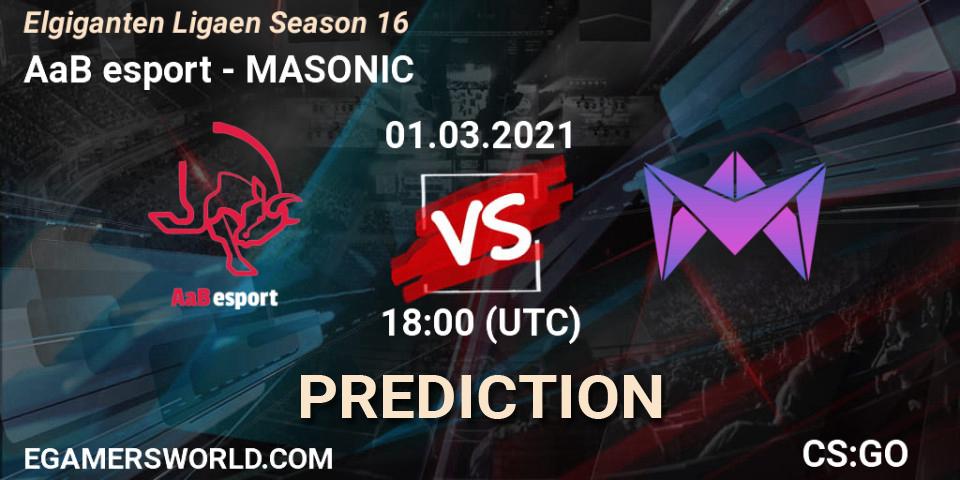 Pronóstico AaB esport - MASONIC. 01.03.2021 at 18:00, Counter-Strike (CS2), Elgiganten Ligaen Season 16