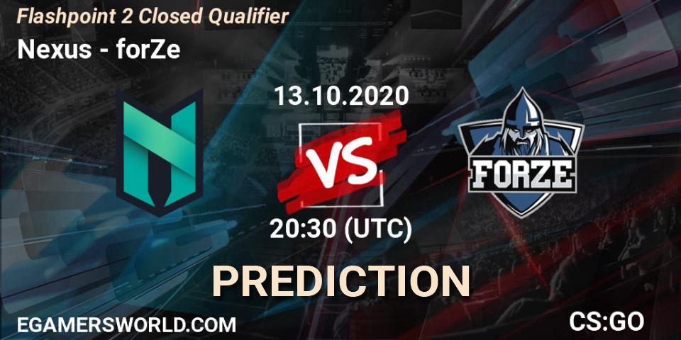 Pronóstico Nexus - forZe. 13.10.2020 at 21:00, Counter-Strike (CS2), Flashpoint 2 Closed Qualifier