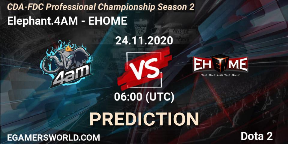 Pronóstico Elephant.4AM - EHOME. 24.11.2020 at 06:06, Dota 2, CDA-FDC Professional Championship Season 2