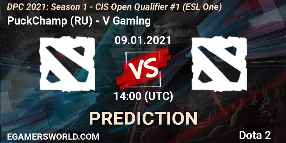 Pronóstico PuckChamp (RU) - V Gaming. 09.01.2021 at 14:10, Dota 2, DPC 2021: Season 1 - CIS Open Qualifier #1 (ESL One)