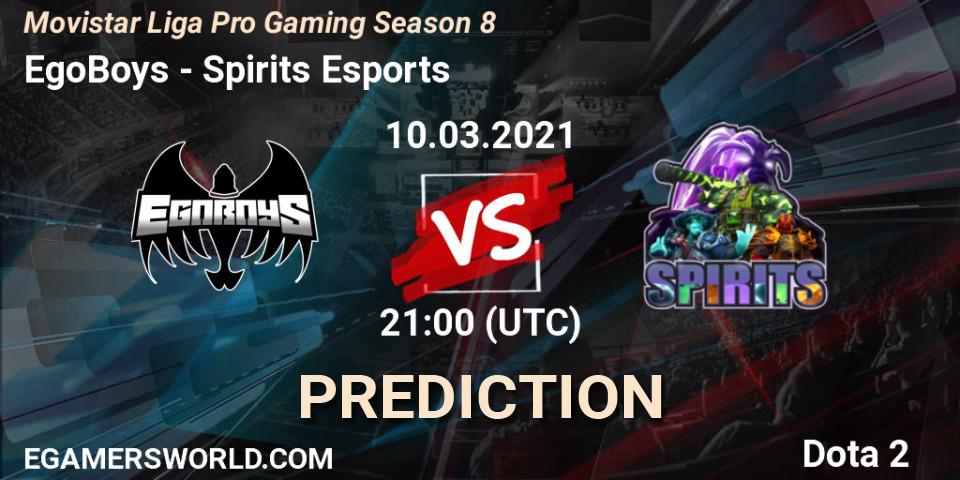 Pronóstico EgoBoys - Spirits Esports. 10.03.2021 at 21:05, Dota 2, Movistar Liga Pro Gaming Season 8