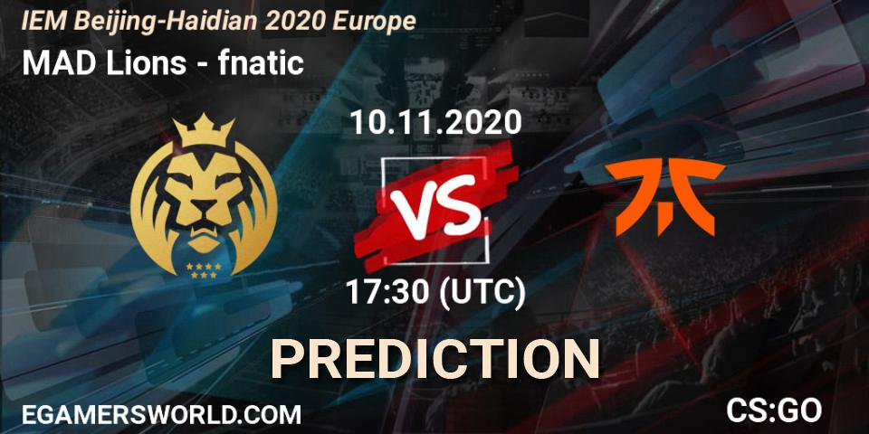 Pronóstico MAD Lions - fnatic. 10.11.2020 at 17:30, Counter-Strike (CS2), IEM Beijing-Haidian 2020 Europe