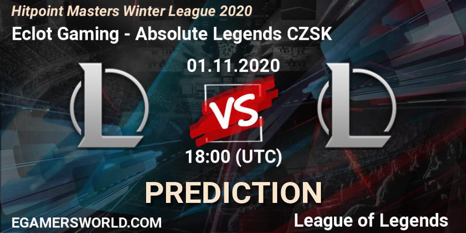 Pronóstico Eclot Gaming - Absolute Legends CZSK. 01.11.2020 at 18:00, LoL, Hitpoint Masters Winter League 2020