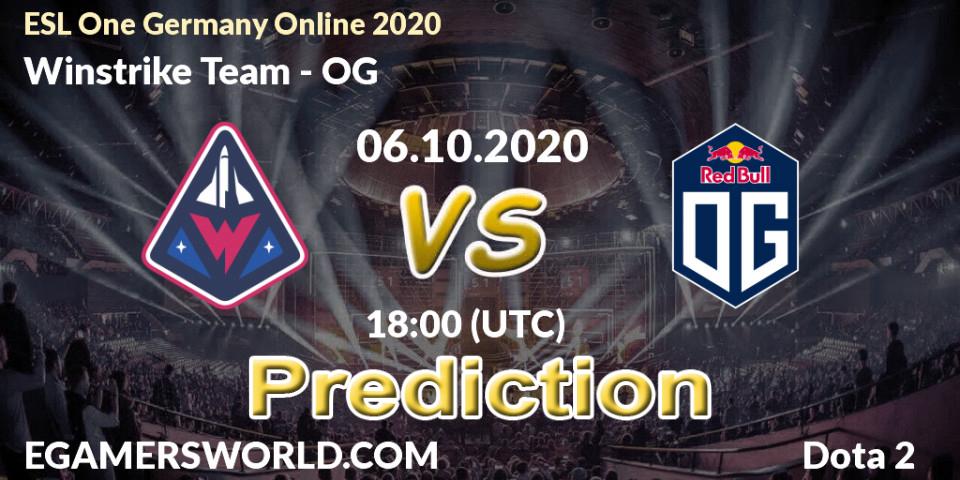 Pronóstico Winstrike Team - OG. 06.10.2020 at 18:35, Dota 2, ESL One Germany 2020 Online