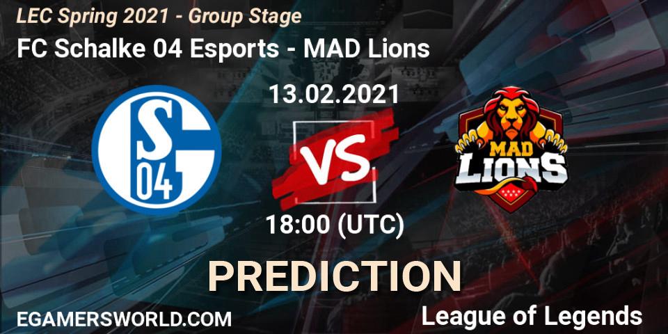 Pronóstico FC Schalke 04 Esports - MAD Lions. 13.02.2021 at 18:00, LoL, LEC Spring 2021 - Group Stage