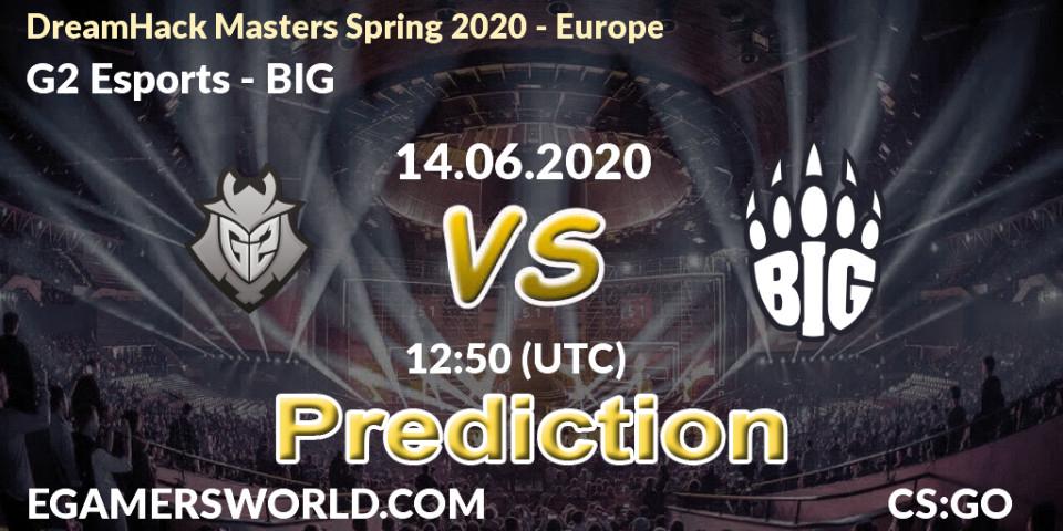 Pronóstico G2 Esports - BIG. 14.06.2020 at 12:50, Counter-Strike (CS2), DreamHack Masters Spring 2020 - Europe
