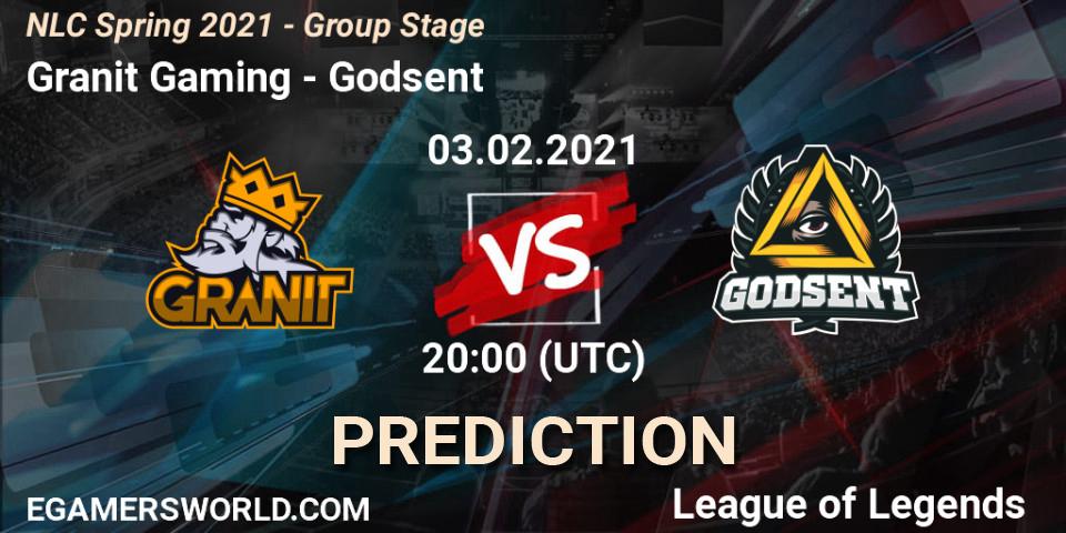 Pronóstico Granit Gaming - Godsent. 03.02.2021 at 20:15, LoL, NLC Spring 2021 - Group Stage