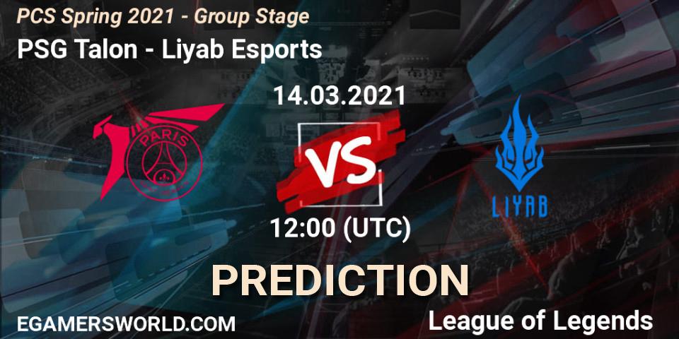 Pronóstico PSG Talon - Liyab Esports. 14.03.2021 at 12:00, LoL, PCS Spring 2021 - Group Stage
