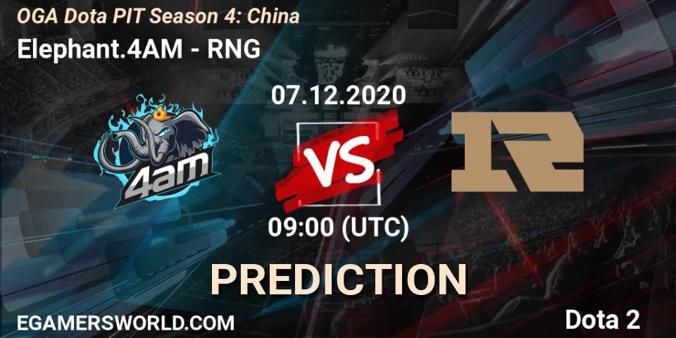 Pronóstico Elephant.4AM - RNG. 07.12.2020 at 08:02, Dota 2, OGA Dota PIT Season 4: China