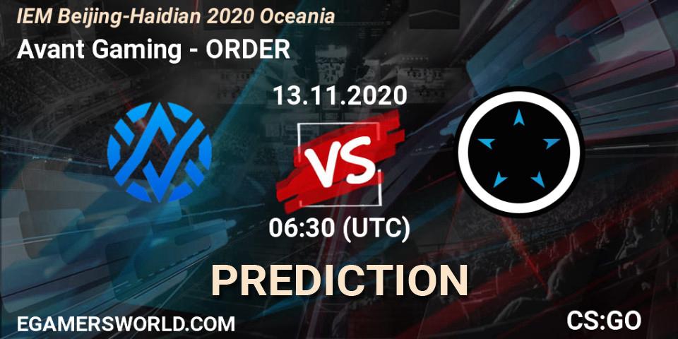 Pronóstico Avant Gaming - ORDER. 13.11.20, CS2 (CS:GO), IEM Beijing-Haidian 2020 Oceania