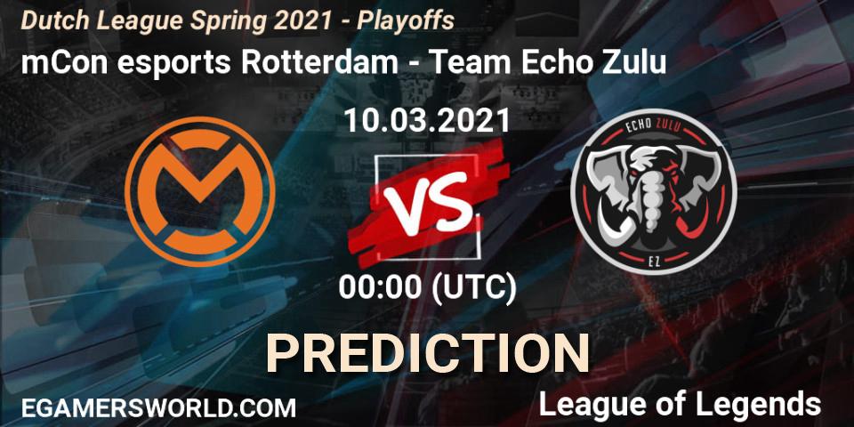 Pronóstico mCon esports Rotterdam - Team Echo Zulu. 10.03.2021 at 18:00, LoL, Dutch League Spring 2021 - Playoffs