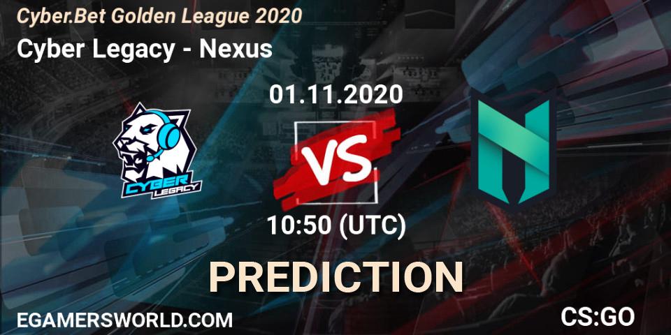 Pronóstico Cyber Legacy - Nexus. 01.11.2020 at 10:50, Counter-Strike (CS2), Cyber.Bet Golden League 2020