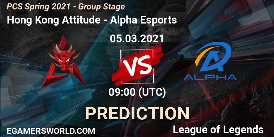 Pronóstico Hong Kong Attitude - Alpha Esports. 05.03.2021 at 13:00, LoL, PCS Spring 2021 - Group Stage