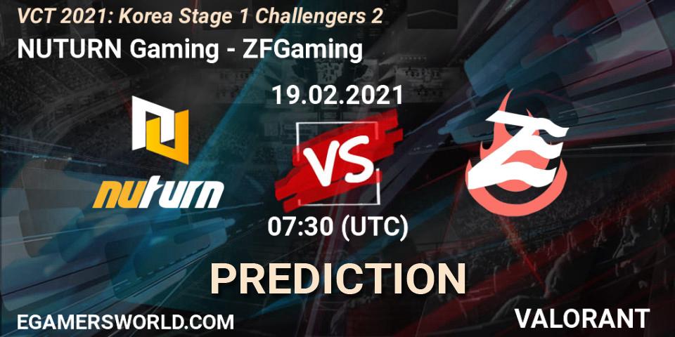 Pronóstico NUTURN Gaming - ZFGaming. 19.02.2021 at 11:30, VALORANT, VCT 2021: Korea Stage 1 Challengers 2