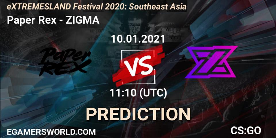 Pronóstico Paper Rex - ZIGMA. 10.01.2021 at 11:20, Counter-Strike (CS2), eXTREMESLAND Festival 2020: Southeast Asia