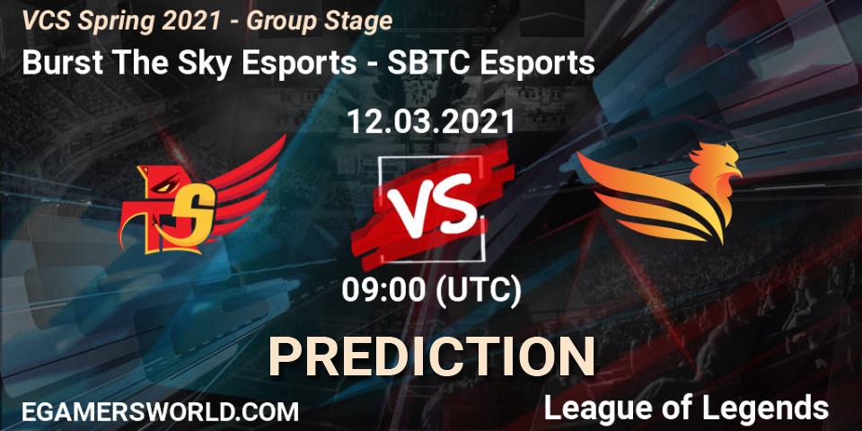 Pronóstico Burst The Sky Esports - SBTC Esports. 12.03.2021 at 10:00, LoL, VCS Spring 2021 - Group Stage