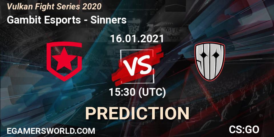 Pronóstico Gambit Esports - Sinners. 16.01.2021 at 15:30, Counter-Strike (CS2), Vulkan Fight Series 2020