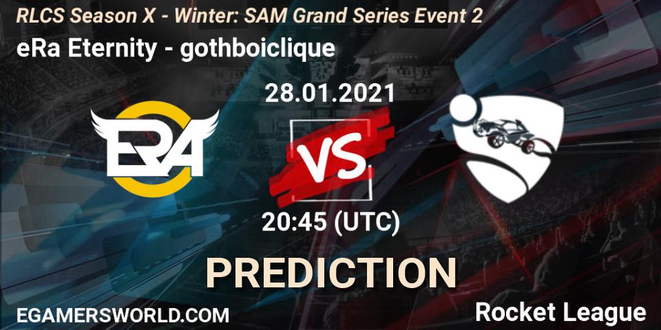 Pronóstico eRa Eternity - gothboiclique. 28.01.2021 at 20:45, Rocket League, RLCS Season X - Winter: SAM Grand Series Event 2