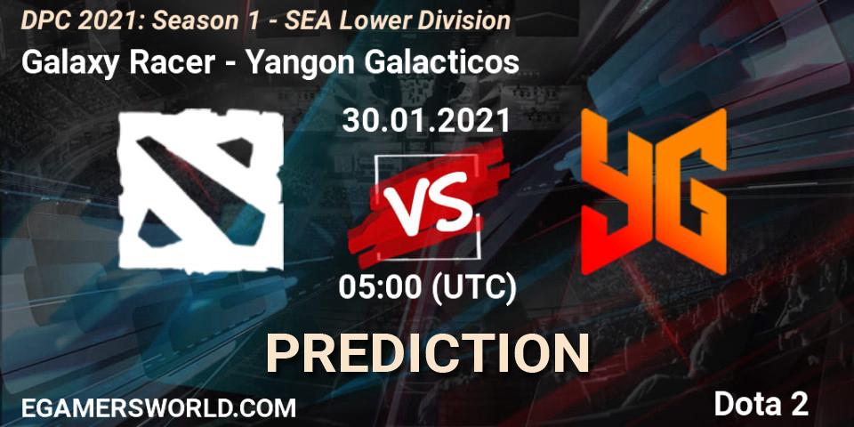 Pronóstico Galaxy Racer - Yangon Galacticos. 30.01.2021 at 05:01, Dota 2, DPC 2021: Season 1 - SEA Lower Division
