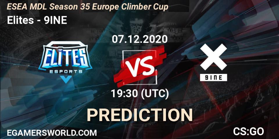 Pronóstico Elites - 9INE. 07.12.2020 at 19:30, Counter-Strike (CS2), ESEA MDL Season 35 Europe Climber Cup